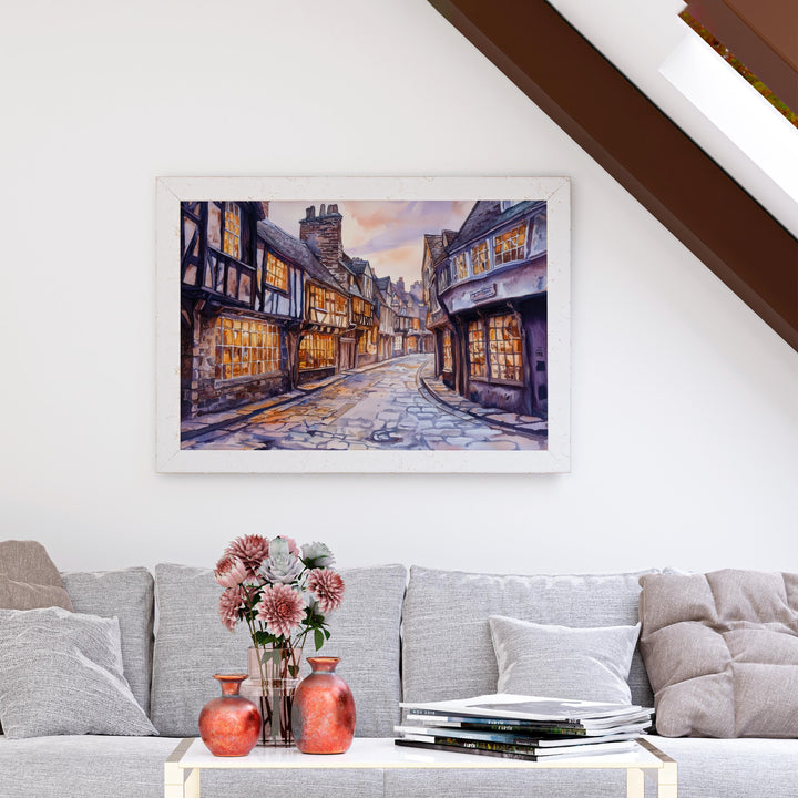 York England Watercolor Poster York Travel Print Historic City Painting Cathedral Wall Art UK Landmark Decor Souvenir