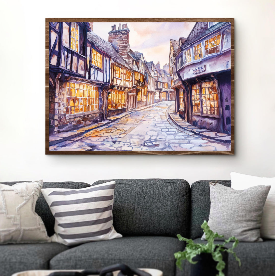 York England Watercolor Poster York Travel Print Historic City Painting Cathedral Wall Art UK Landmark Decor Souvenir