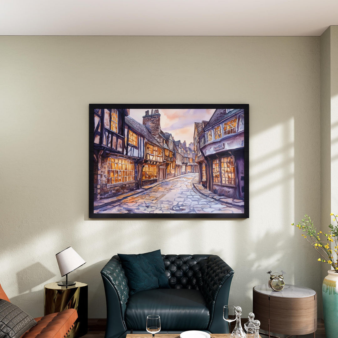 York England Watercolor Poster York Travel Print Historic City Painting Cathedral Wall Art UK Landmark Decor Souvenir