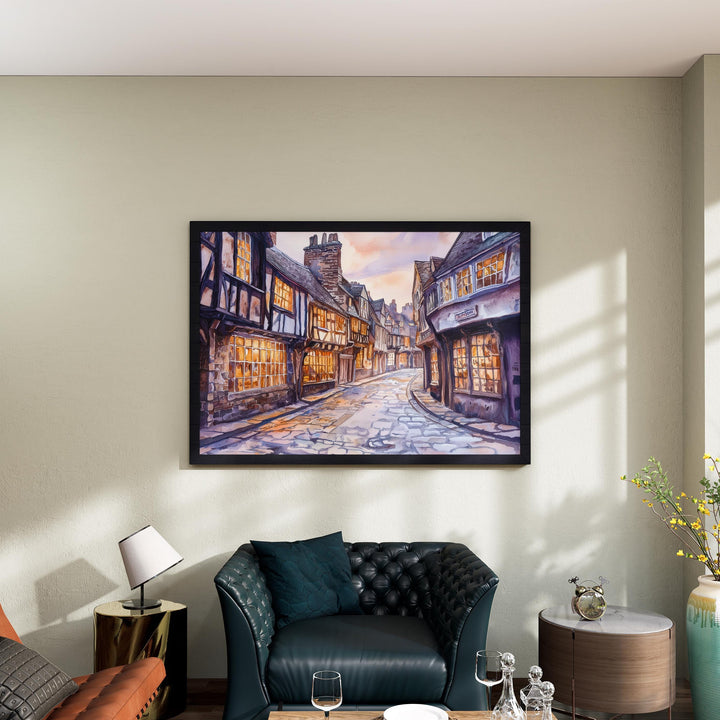 York England Watercolor Poster York Travel Print Historic City Painting Cathedral Wall Art UK Landmark Decor Souvenir