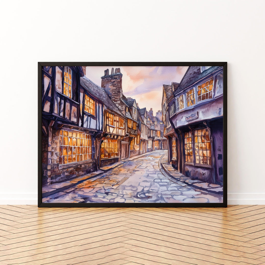 York England Watercolor Poster York Travel Print Historic City Painting Cathedral Wall Art UK Landmark Decor Souvenir