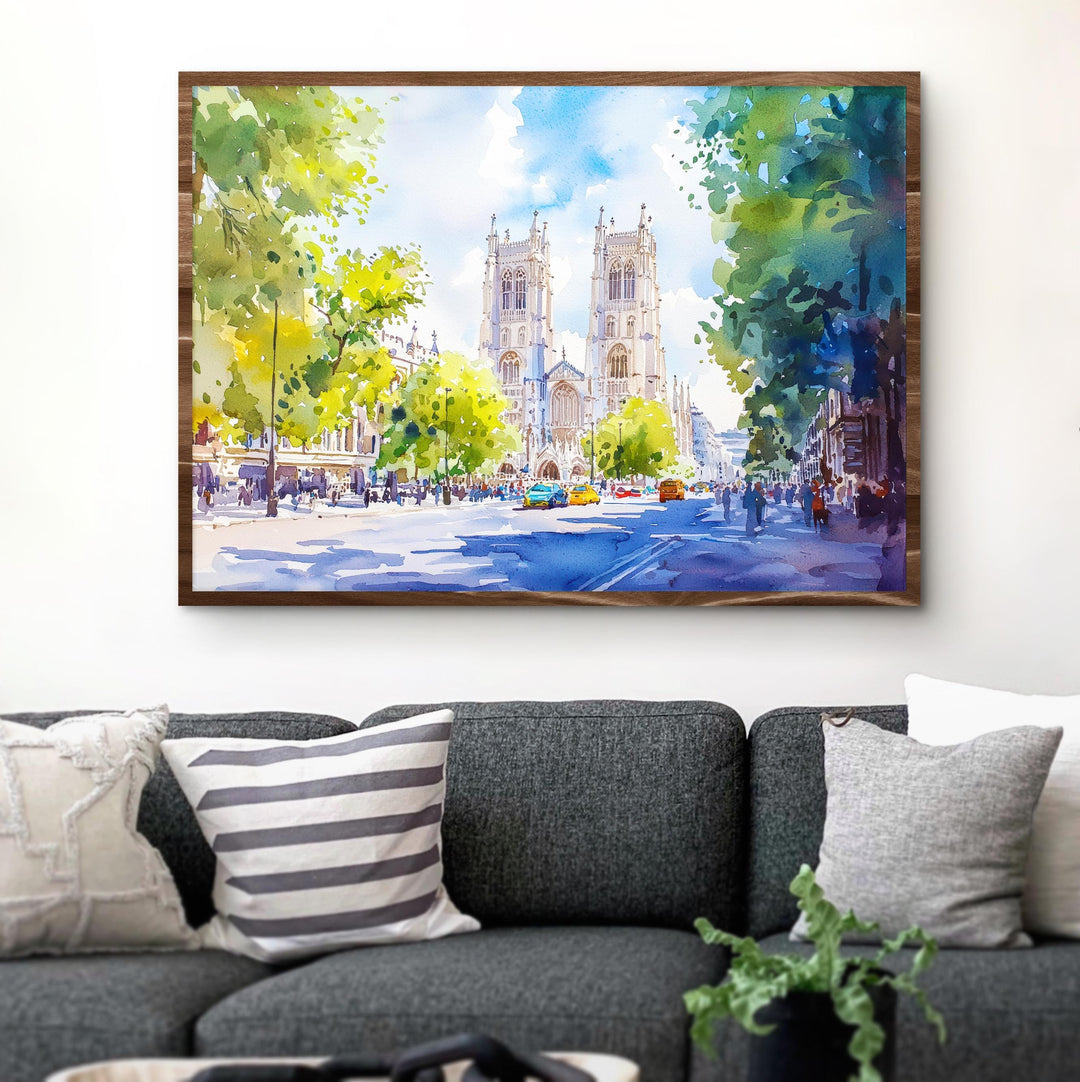Westminster Abbey London Watercolor Poster London Travel Print Historic Landmark Painting Cathedral Wall Art UK Souvenir