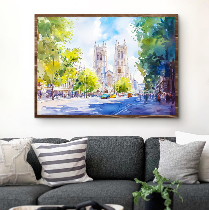 Westminster Abbey London Watercolor Poster London Travel Print Historic Landmark Painting Cathedral Wall Art UK Souvenir