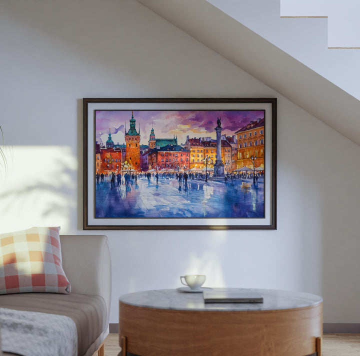 Warsaw Poland Watercolor Poster Warsaw Travel Print Cityscape Painting Old Town Wall Art Europe Decor Souvenir