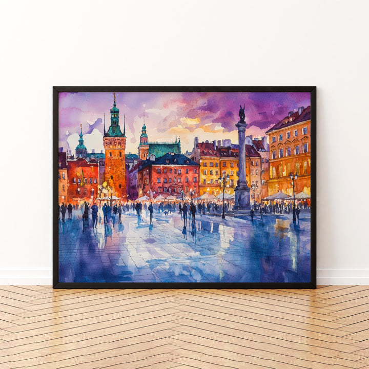 Warsaw Poland Watercolor Poster Warsaw Travel Print Cityscape Painting Old Town Wall Art Europe Decor Souvenir