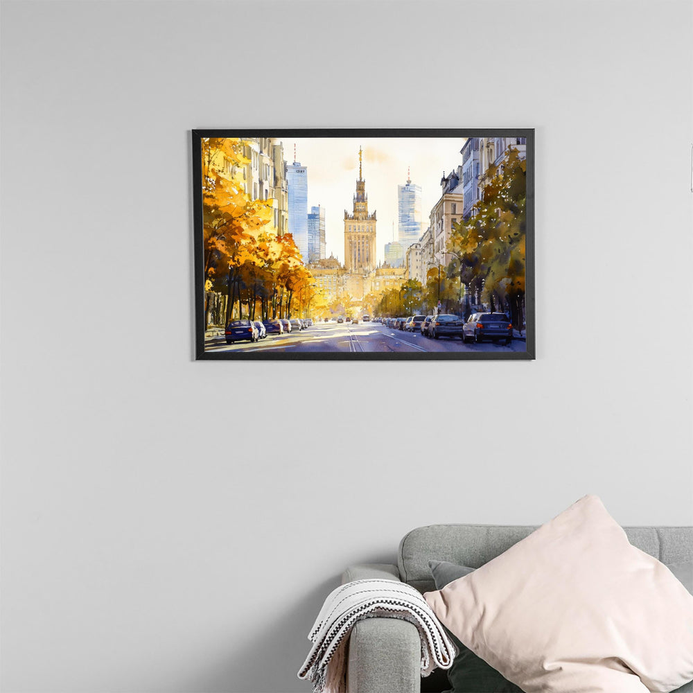 Warsaw Poland Watercolor Poster Warsaw Travel Print Cityscape Painting Old Town Wall Art Europe Decor Souvenir