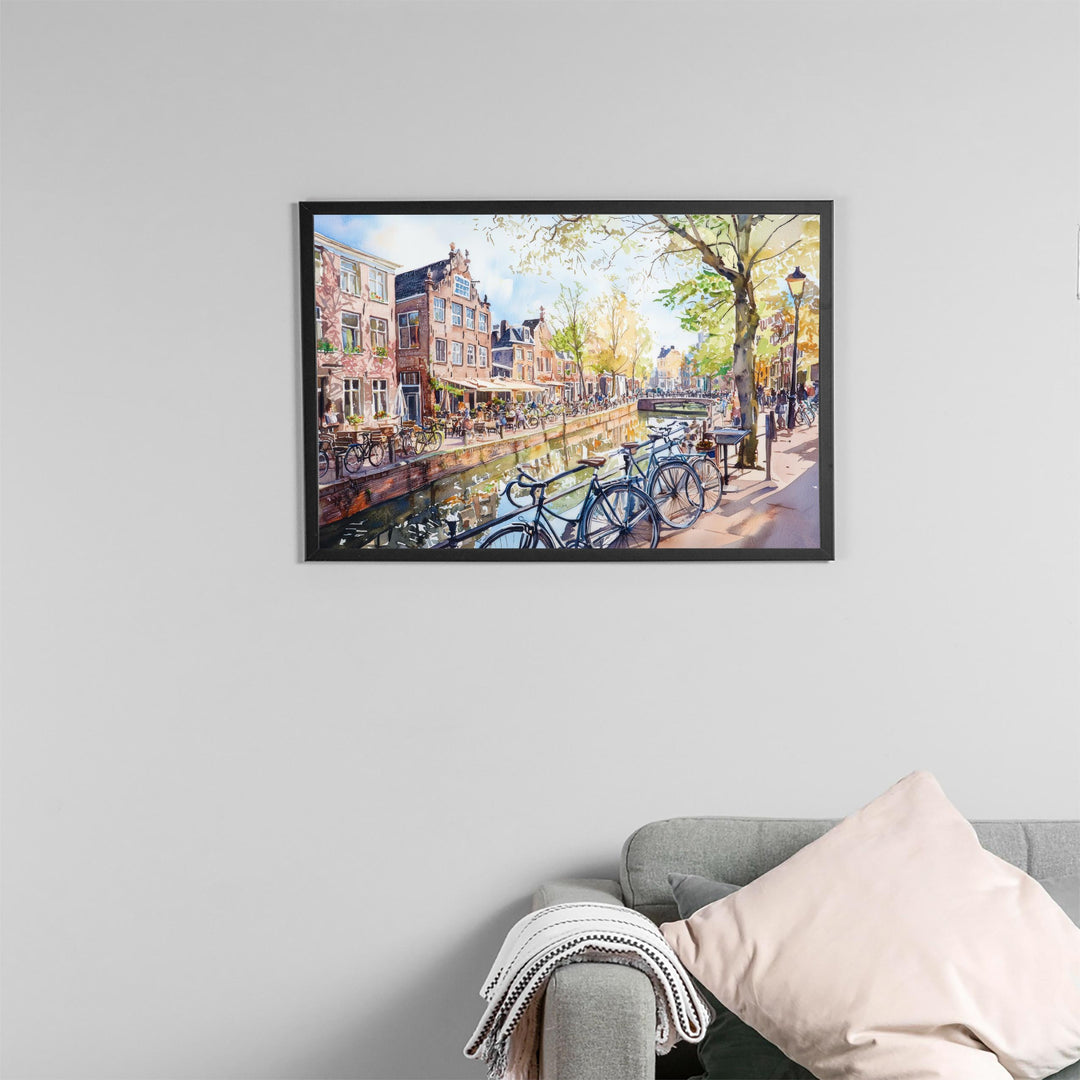 Utrecht Netherlands Watercolor Poster Utrecht Travel Print Canal City Painting Historic Wall Art Europe Decor Souvenir