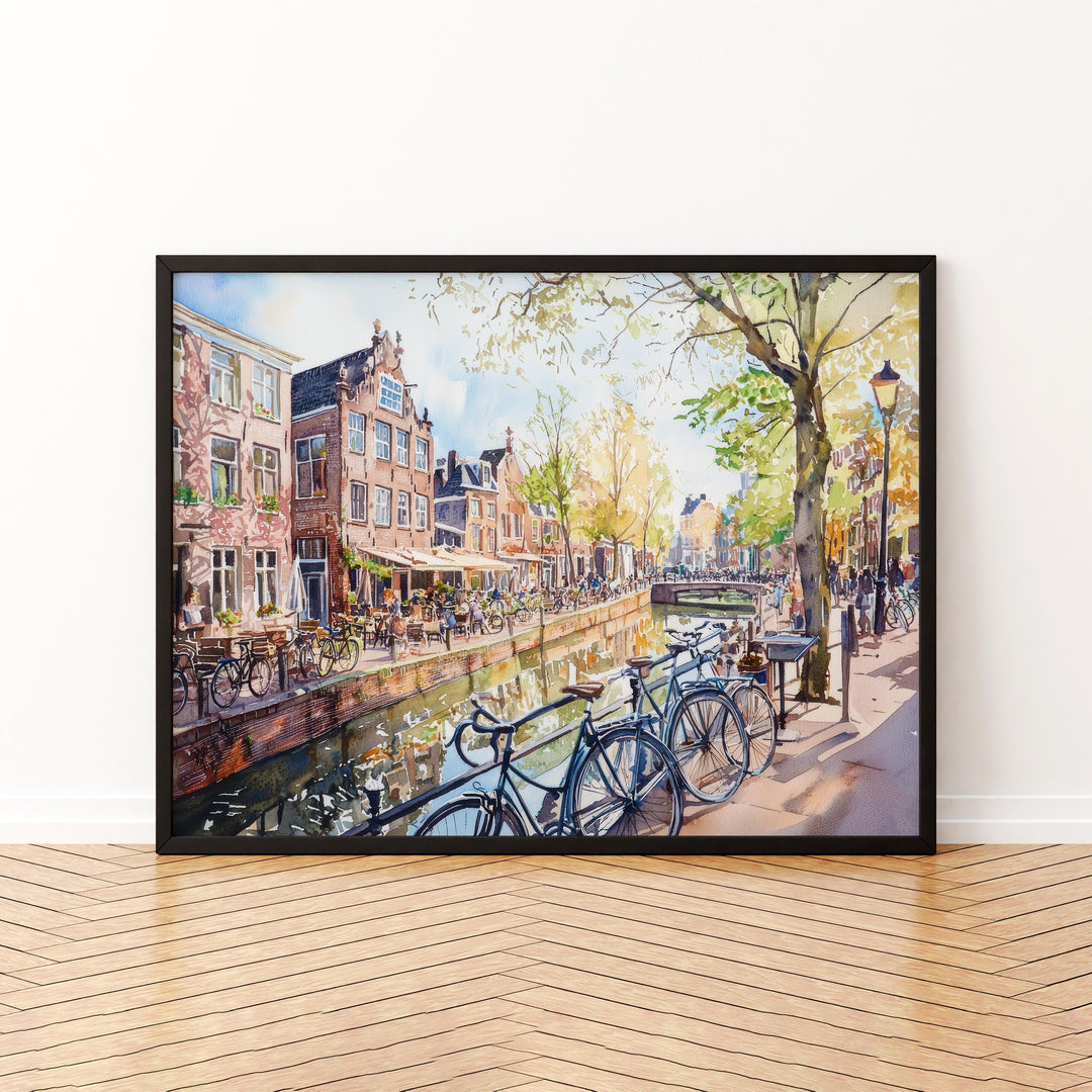 Utrecht Netherlands Watercolor Poster Utrecht Travel Print Canal City Painting Historic Wall Art Europe Decor Souvenir