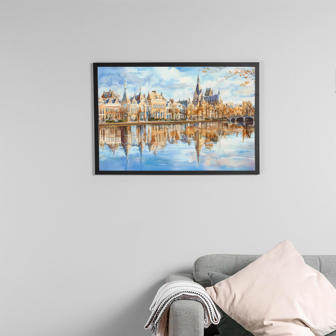 The Hague Netherlands Watercolor Poster The Hague Travel Print Cityscape Painting Coastal Wall Art Europe Decor Souvenir