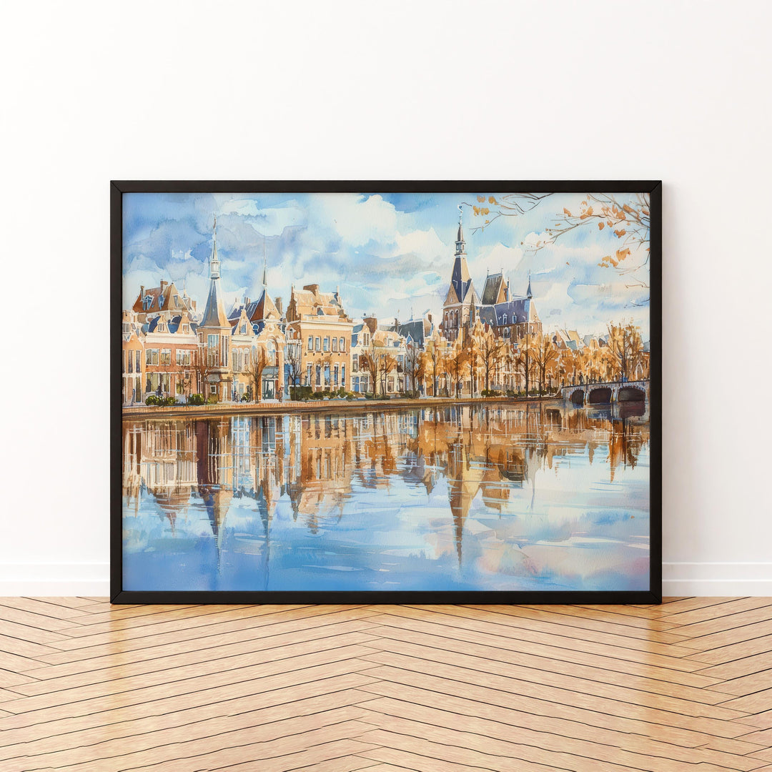 The Hague Netherlands Watercolor Poster The Hague Travel Print Cityscape Painting Coastal Wall Art Europe Decor Souvenir