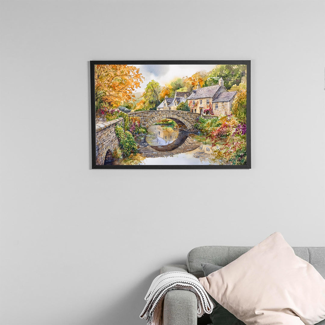 Malham England Watercolor Poster Malham Travel Print Countryside Painting Yorkshire Dales Wall Art UK Decor Souvenir