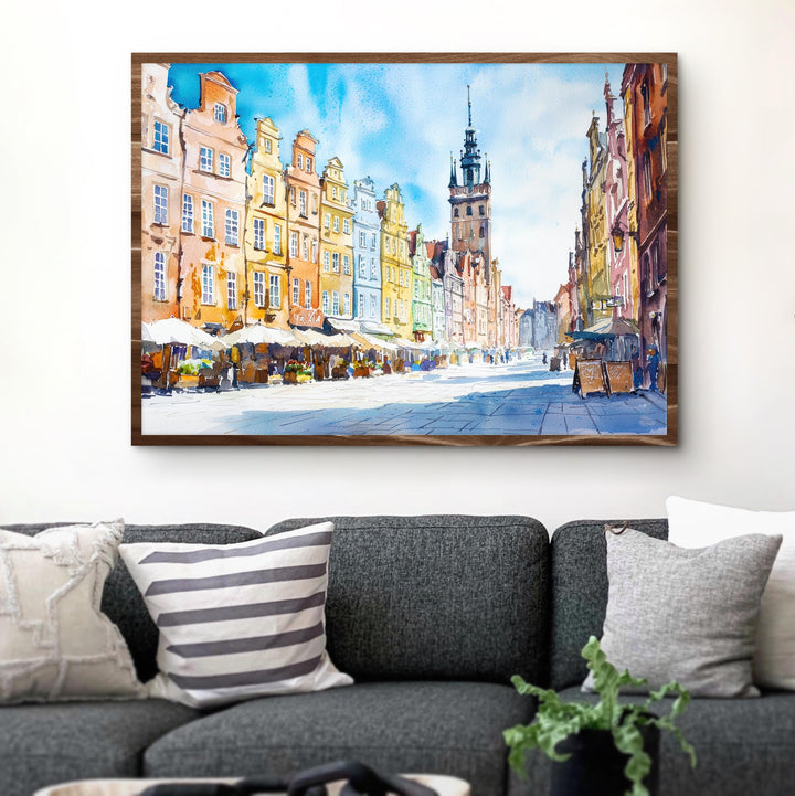 Gdańsk Poland Watercolor Poster Gdansk Travel Print Old Town Painting Baltic Port Wall Art Europe Decor Souvenir