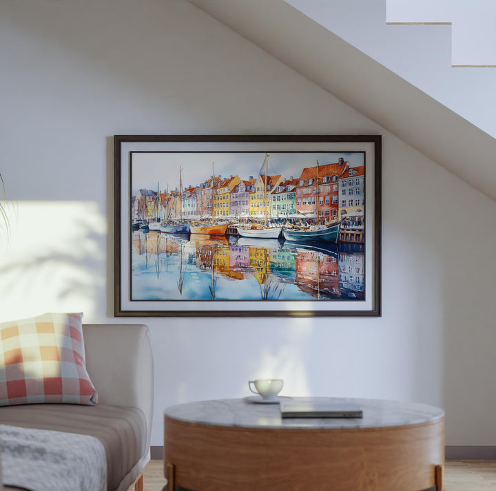 Copenhagen Denmark Watercolor Poster Copenhagen Travel Print Cityscape Painting Nyhavn Harbour Wall Art Europe Souvenir