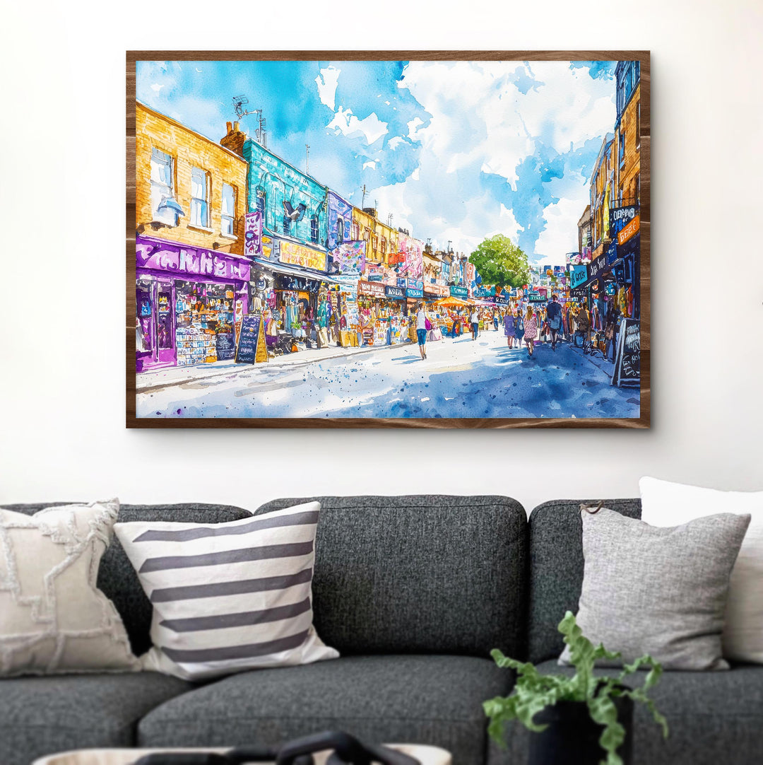 Camden Market London Watercolor Poster Camden Travel Print Street Market Painting Urban Wall Art UK Decor Souvenir