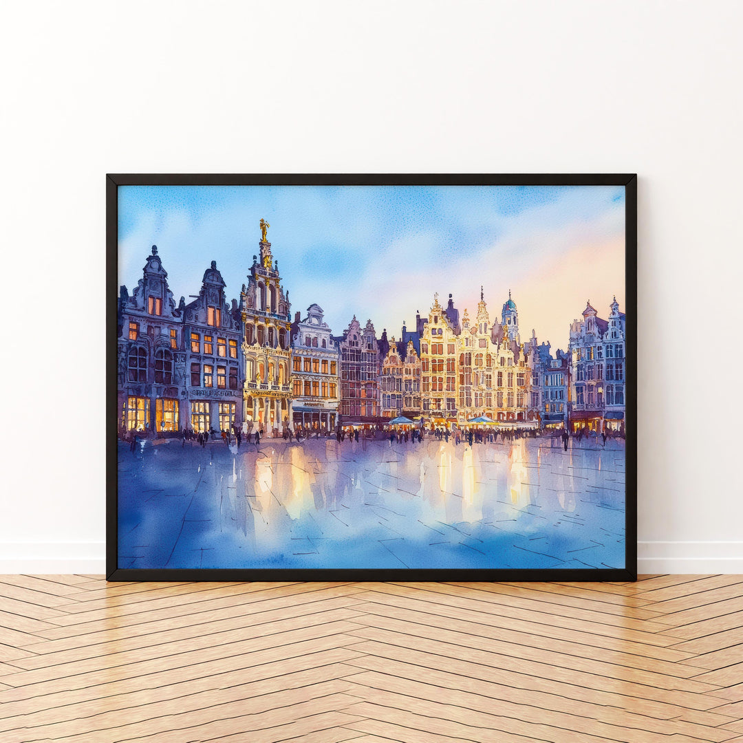 Antwerp Belgium Watercolor Poster Antwerp Travel Print Cityscape Painting Historic Town Wall Art Europe Decor Souvenir