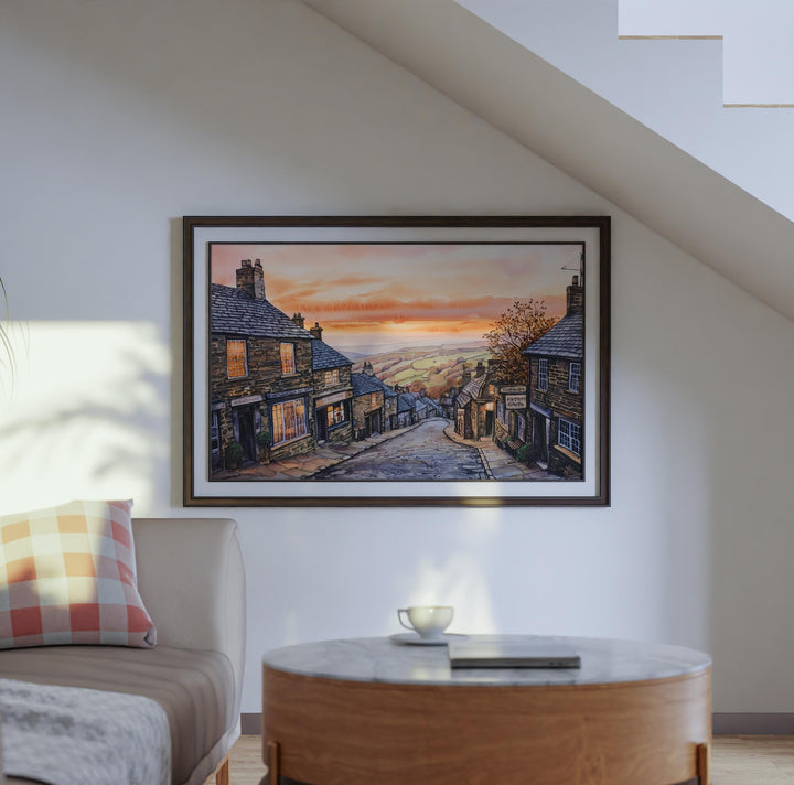 Haworth England Watercolor Poster Haworth Travel Print Yorkshire Village Painting Countryside Wall Art UK Decor Souvenir