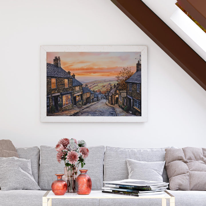 Haworth England Watercolor Poster Haworth Travel Print Yorkshire Village Painting Countryside Wall Art UK Decor Souvenir
