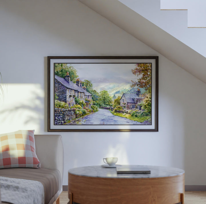Grasmere England Watercolor Poster Grasmere Travel Print Lake District Village Painting Countryside Wall Art UK Souvenir