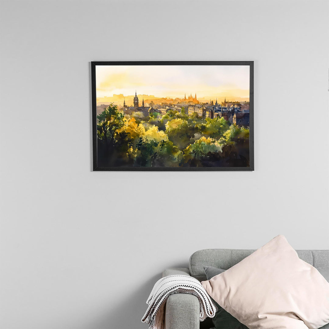 Glasgow Scotland Watercolor Poster Glasgow Travel Print Cityscape Painting River Clyde Wall Art UK Decor Souvenir
