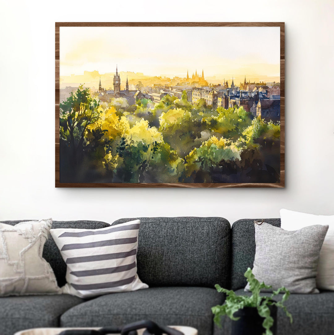 Glasgow Scotland Watercolor Poster Glasgow Travel Print Cityscape Painting River Clyde Wall Art UK Decor Souvenir