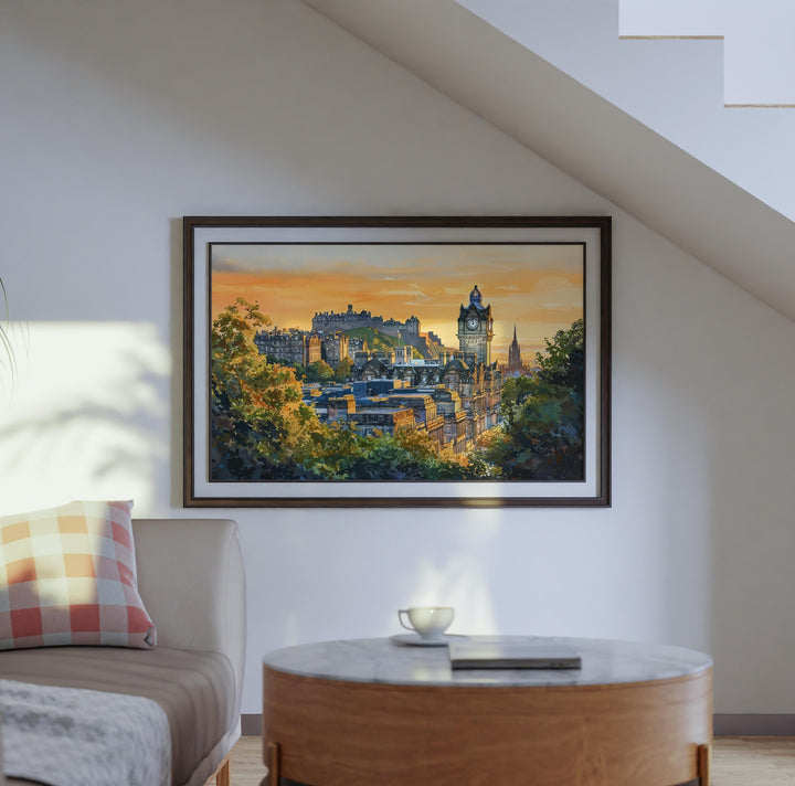Edinburgh Castle Scotland Watercolor Poster Edinburgh Travel Print Historic Landmark Painting City Wall Art UK Souvenir