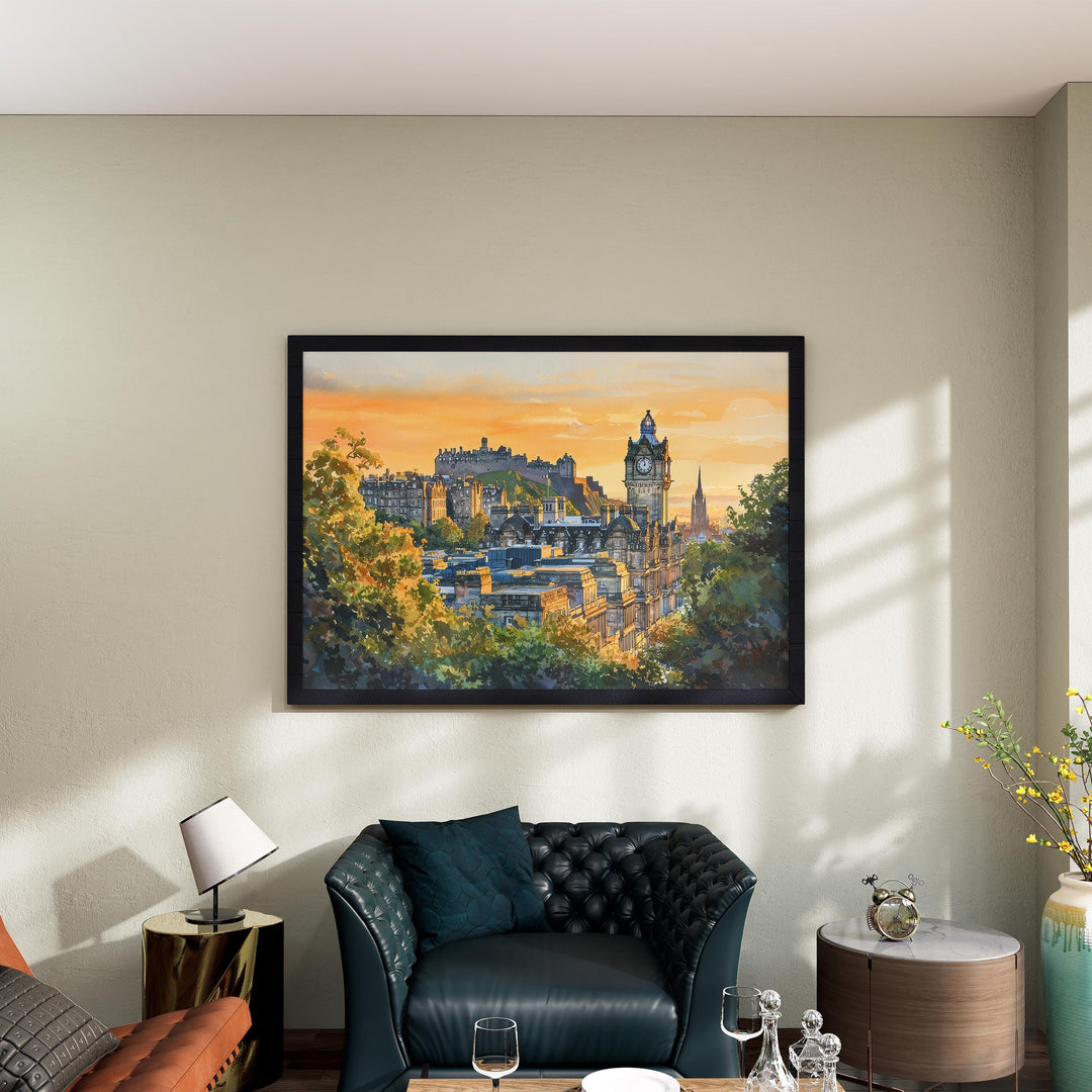 Edinburgh Castle Scotland Watercolor Poster Edinburgh Travel Print Historic Landmark Painting City Wall Art UK Souvenir
