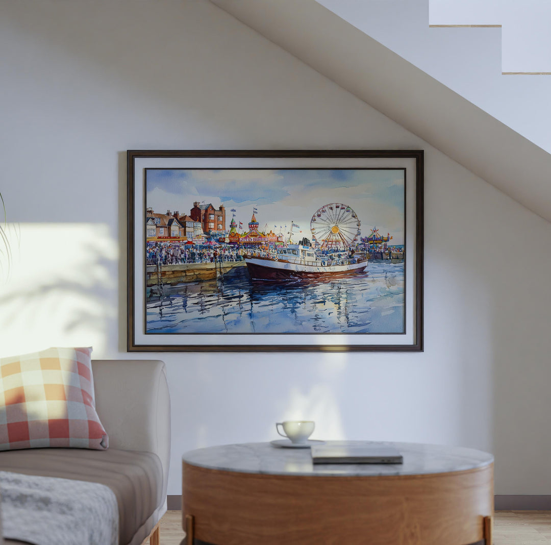 Bridlington England Watercolor Poster Bridlington Travel Print Seaside Town Painting Yorkshire Coast Wall Art UK Souvenir