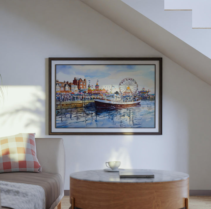 Bridlington England Watercolor Poster Bridlington Travel Print Seaside Town Painting Yorkshire Coast Wall Art UK Souvenir
