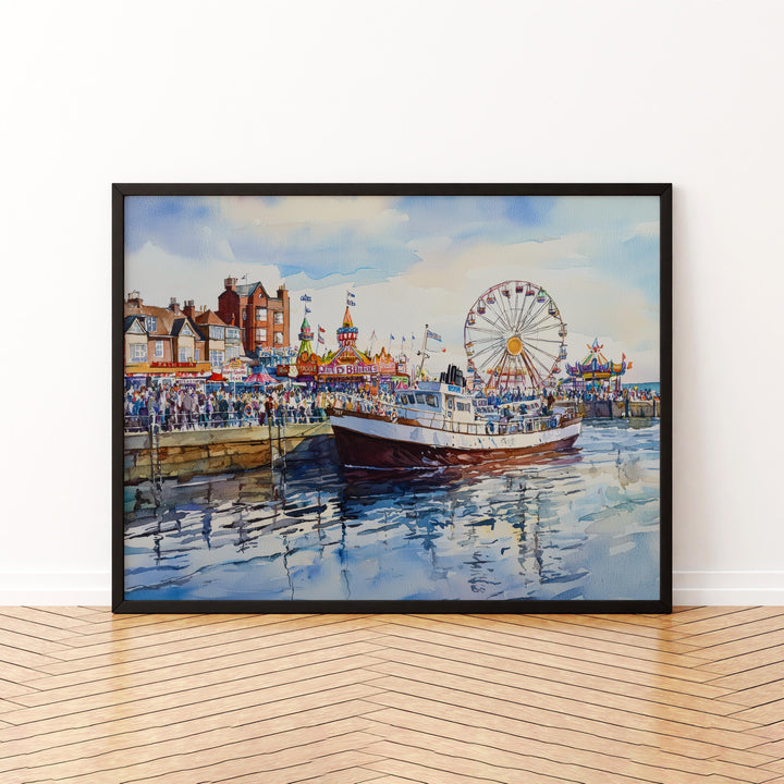 Bridlington England Watercolor Poster Bridlington Travel Print Seaside Town Painting Yorkshire Coast Wall Art UK Souvenir