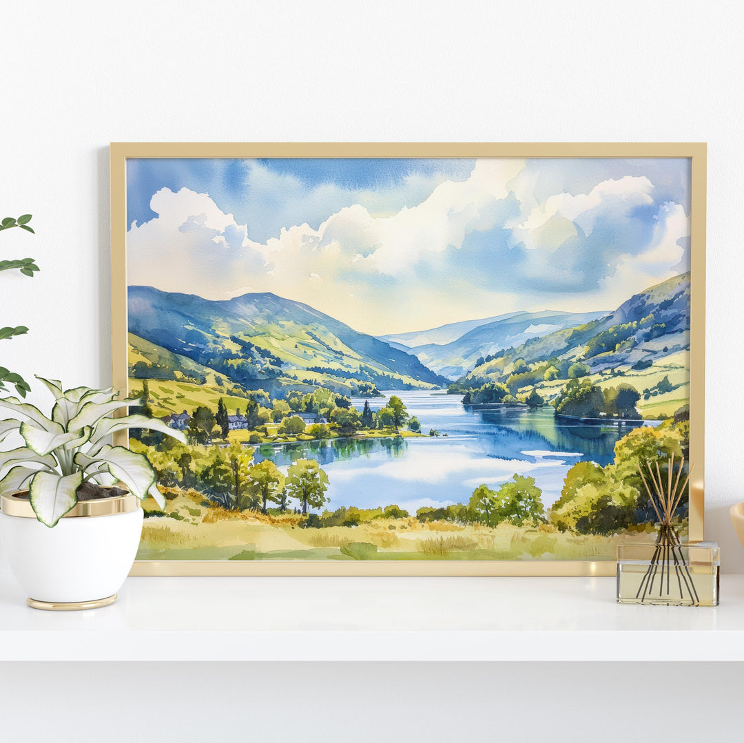 Ambleside England Watercolor Poster Ambleside Travel Print Lake District Village Painting Countryside Wall Art UK Souvenir