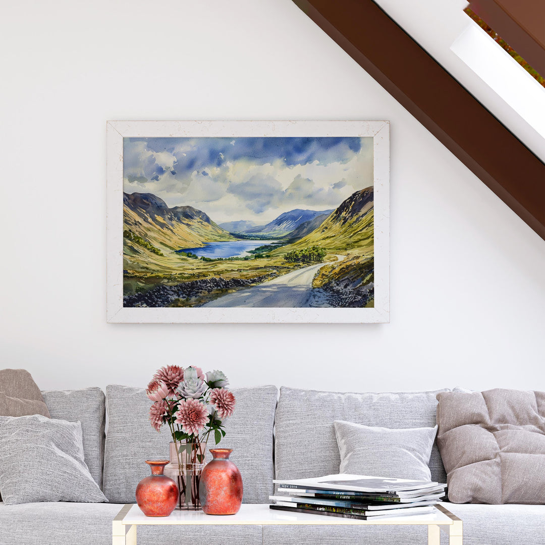 Wasdale England Watercolor Poster Wasdale Travel Print Lake District Painting Mountain Valley Wall Art UK Souvenir