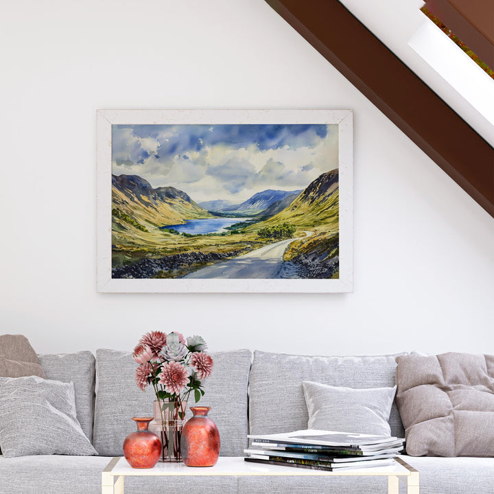 Wasdale England Watercolor Poster Wasdale Travel Print Lake District Painting Mountain Valley Wall Art UK Souvenir