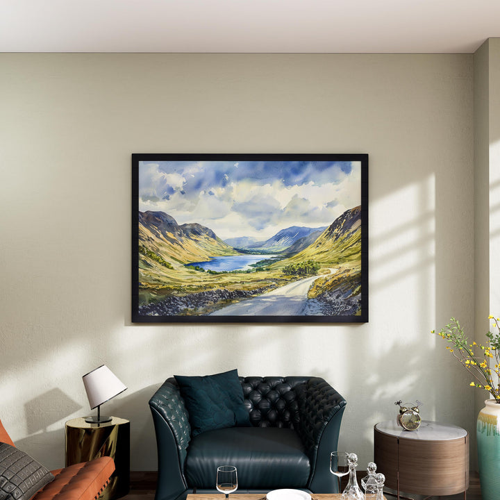 Wasdale England Watercolor Poster Wasdale Travel Print Lake District Painting Mountain Valley Wall Art UK Souvenir