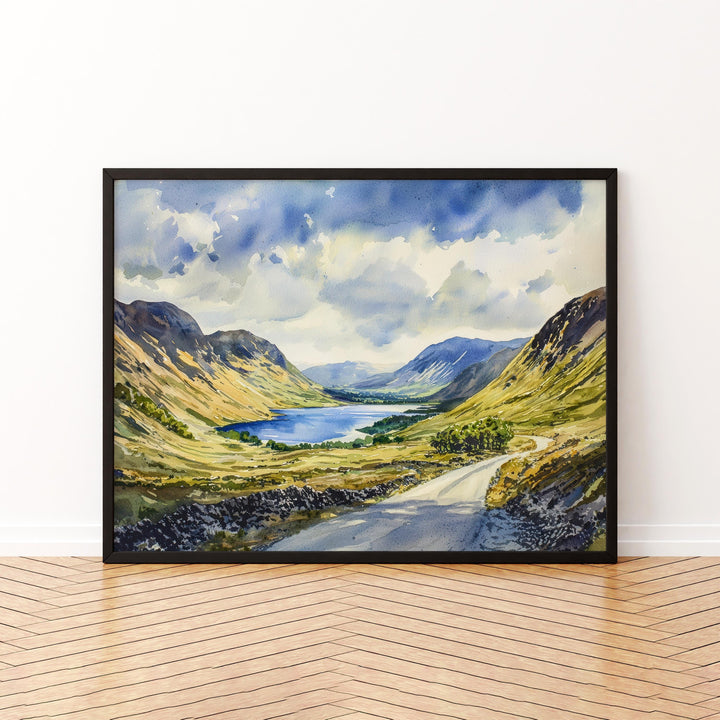 Wasdale England Watercolor Poster Wasdale Travel Print Lake District Painting Mountain Valley Wall Art UK Souvenir