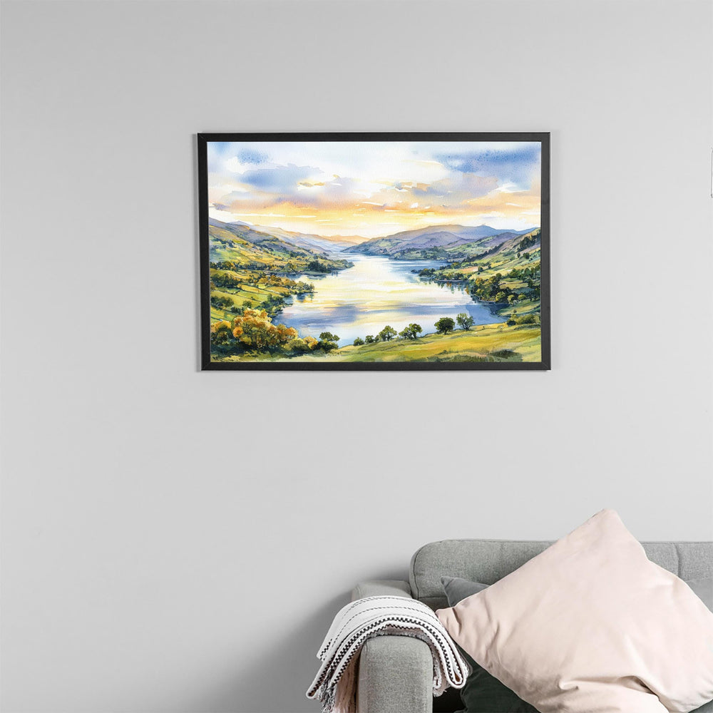 Ullswater England Watercolor Poster Ullswater Travel Print Lake District Painting Mountain Lake Wall Art UK Souvenir