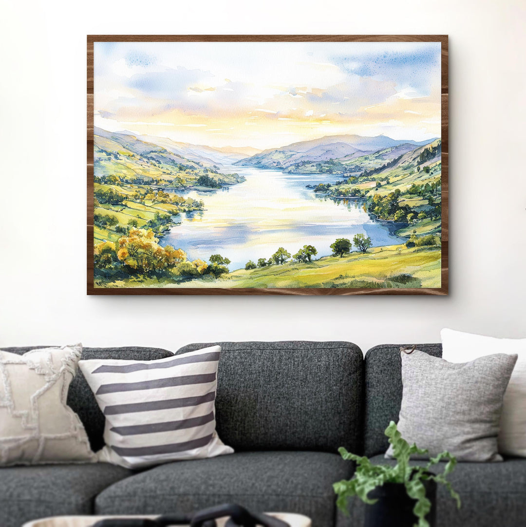 Ullswater England Watercolor Poster Ullswater Travel Print Lake District Painting Mountain Lake Wall Art UK Souvenir