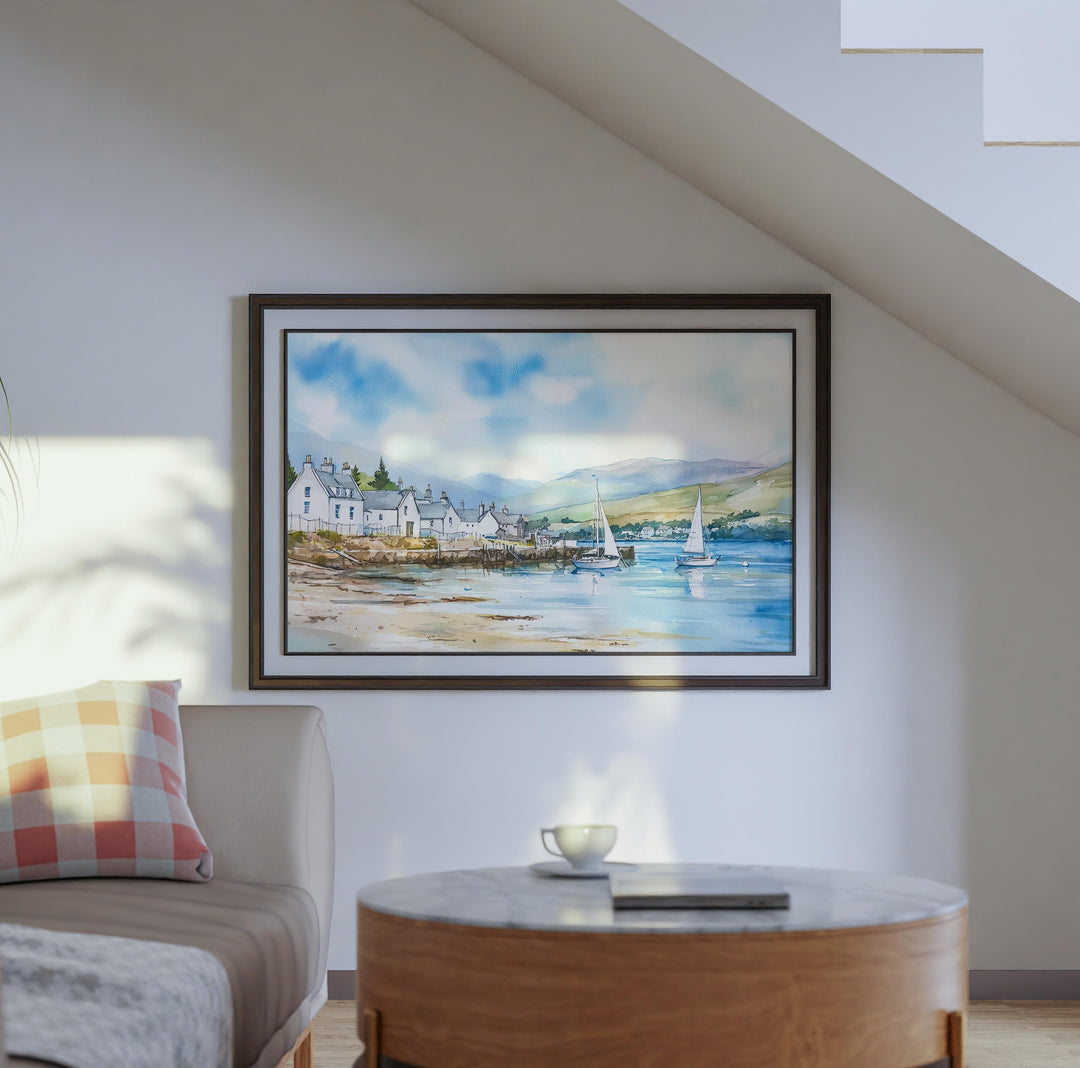 Ullapool Scotland Watercolor Poster Ullapool Travel Print Highland Coastal Town Painting Wall Art UK Decor Souvenir