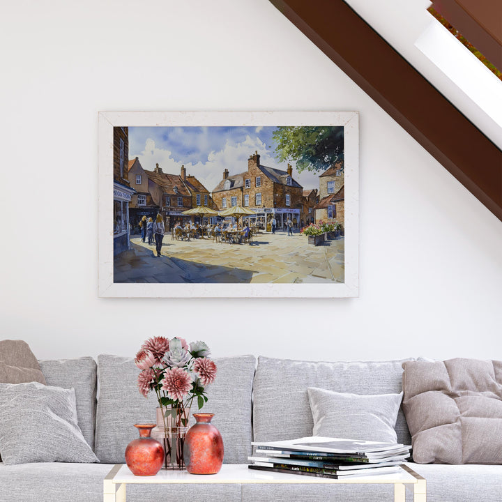 Thirsk England Watercolor Poster Thirsk Travel Print Yorkshire Market Town Painting Countryside Wall Art UK Souvenir
