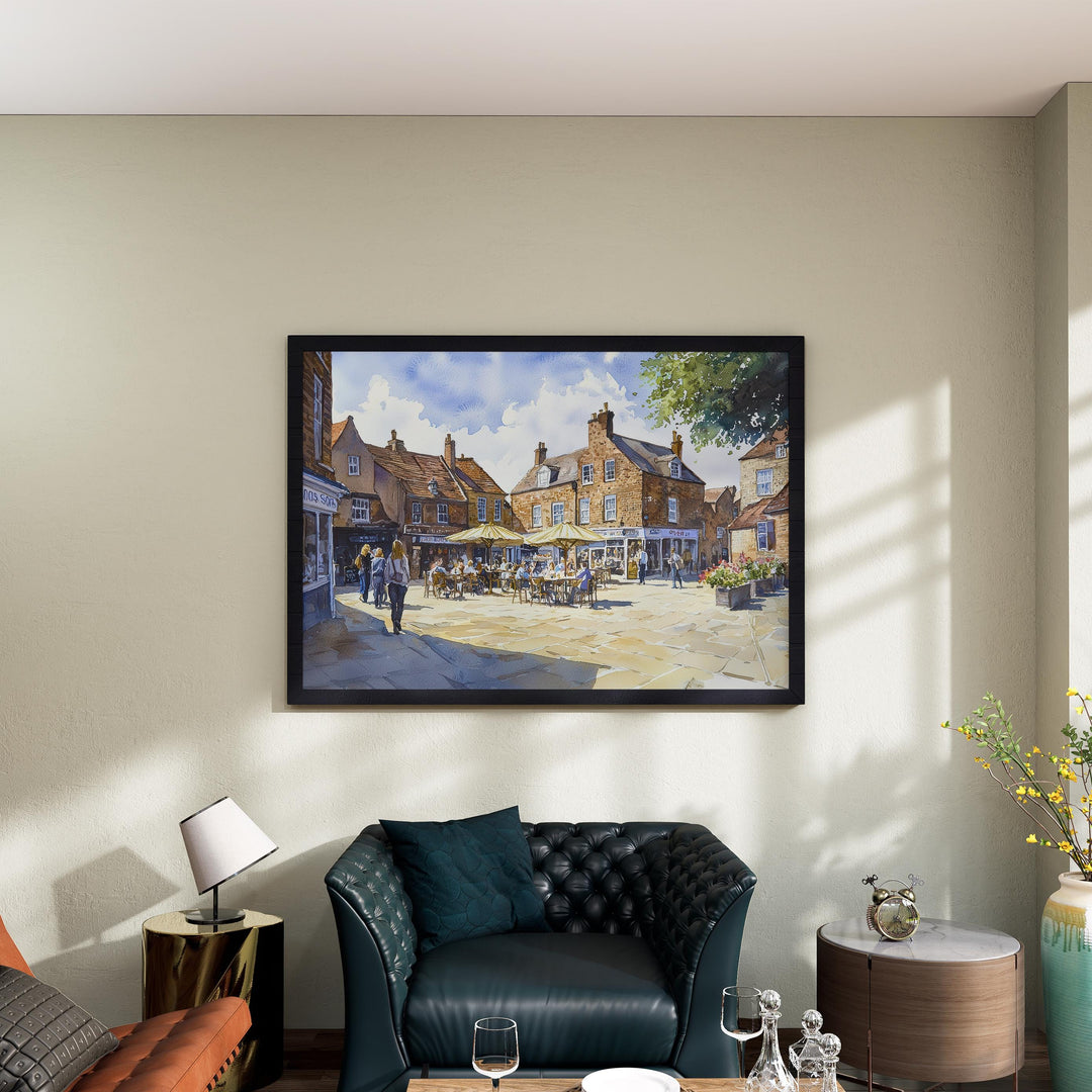 Thirsk England Watercolor Poster Thirsk Travel Print Yorkshire Market Town Painting Countryside Wall Art UK Souvenir