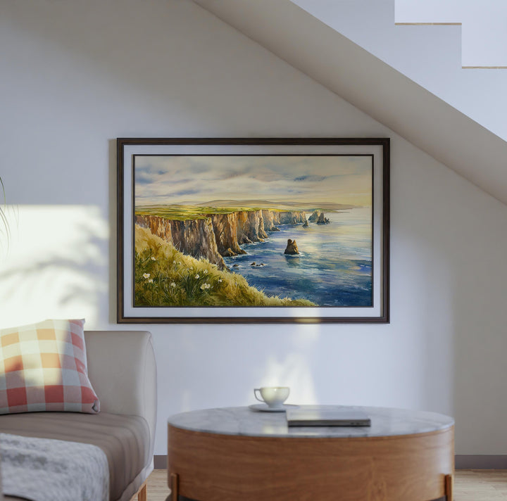 Shetland Islands Scotland Watercolor Poster Shetland Travel Print Coastal Landscape Painting Nature Wall Art UK Souvenir