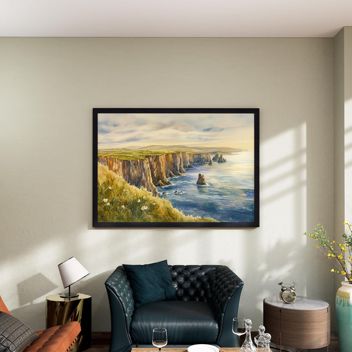Shetland Islands Scotland Watercolor Poster Shetland Travel Print Coastal Landscape Painting Nature Wall Art UK Souvenir