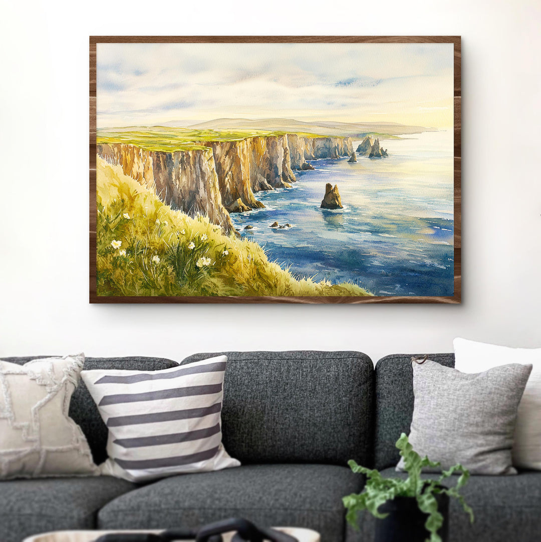 Shetland Islands Scotland Watercolor Poster Shetland Travel Print Coastal Landscape Painting Nature Wall Art UK Souvenir