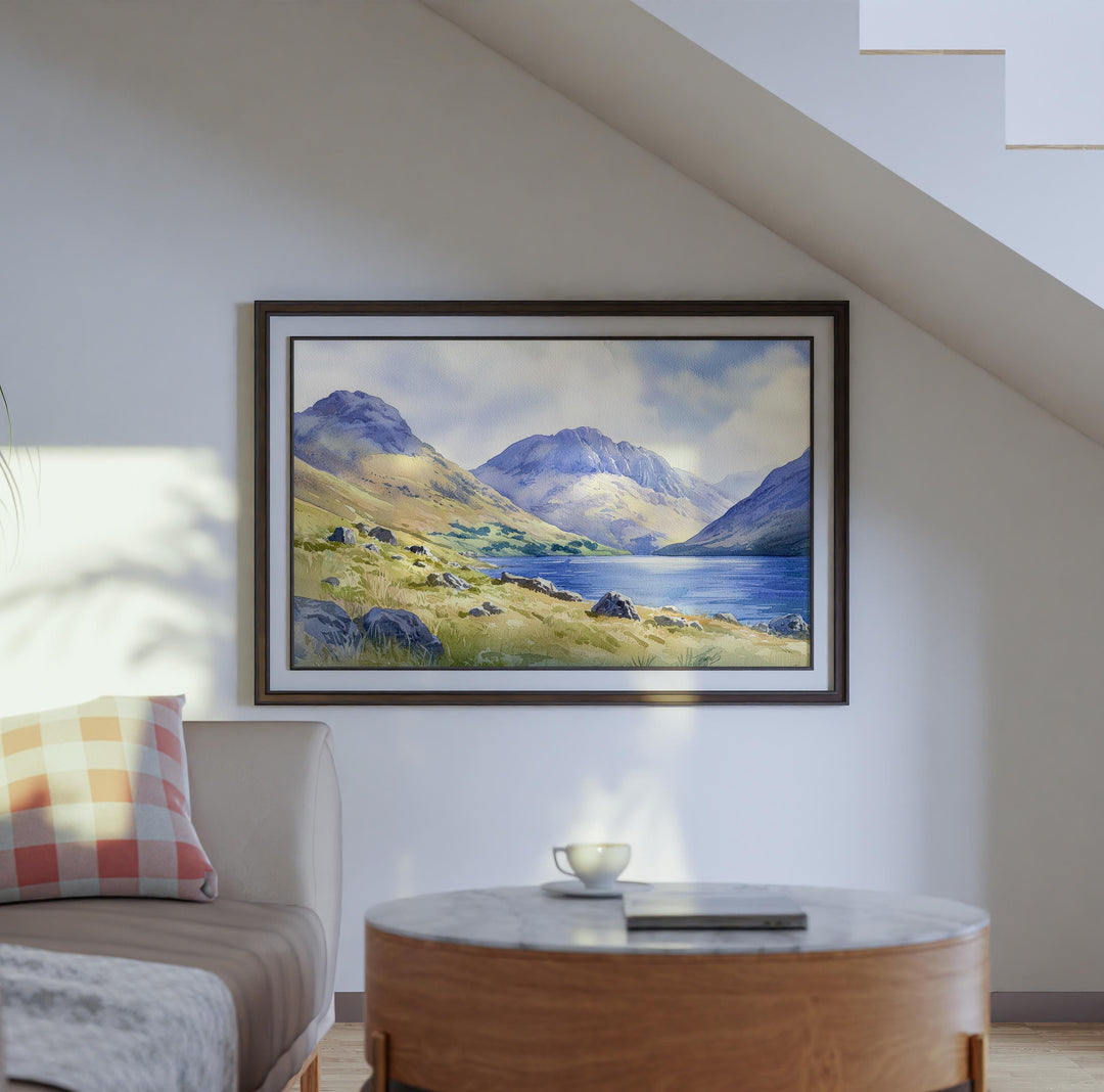 Scafell Pike England Watercolor Poster Scafell Pike Travel Print Lake District Mountain Painting Landscape Wall Art Souvenir