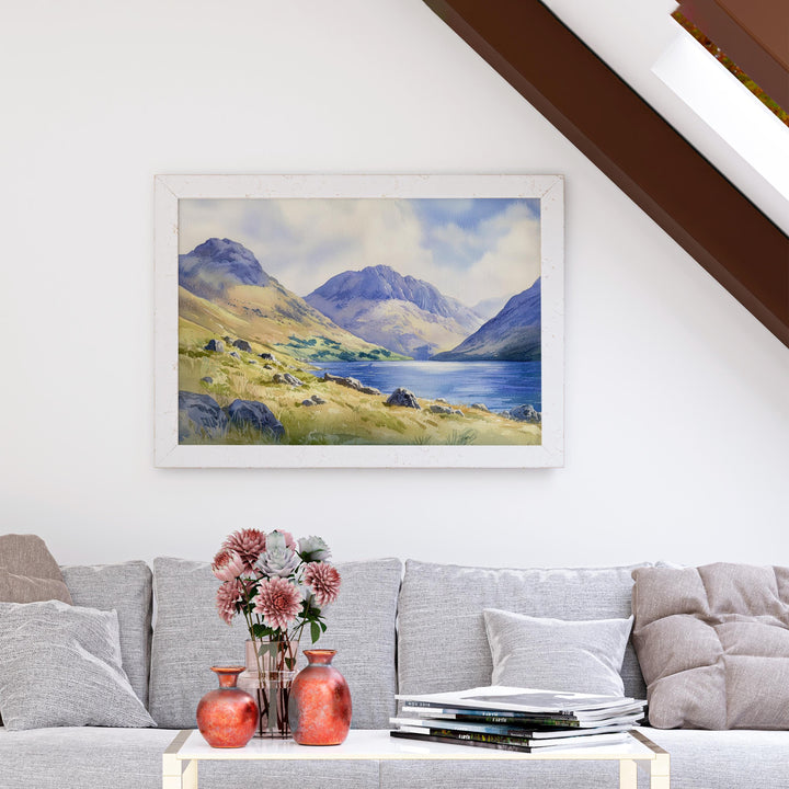 Scafell Pike England Watercolor Poster Scafell Pike Travel Print Lake District Mountain Painting Landscape Wall Art Souvenir
