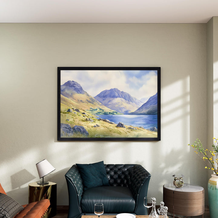 Scafell Pike England Watercolor Poster Scafell Pike Travel Print Lake District Mountain Painting Landscape Wall Art Souvenir