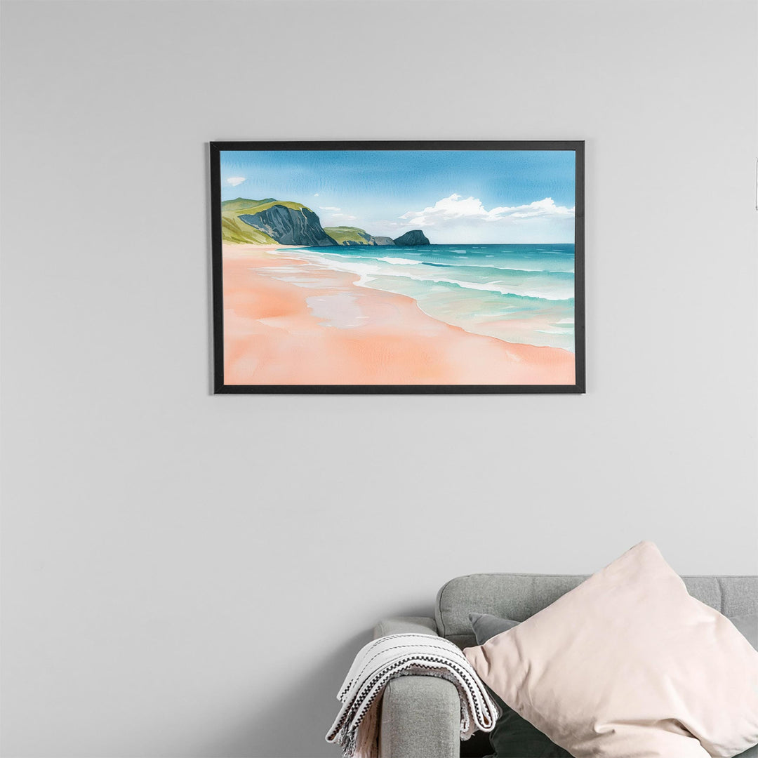 Sandwood Bay Scotland Watercolor Poster Sandwood Bay Travel Print Highland Coast Painting Beach Wall Art UK Souvenir