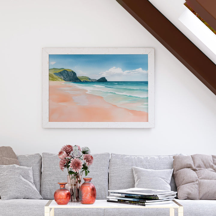 Sandwood Bay Scotland Watercolor Poster Sandwood Bay Travel Print Highland Coast Painting Beach Wall Art UK Souvenir