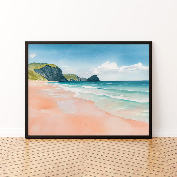 Sandwood Bay Scotland Watercolor Poster Sandwood Bay Travel Print Highland Coast Painting Beach Wall Art UK Souvenir