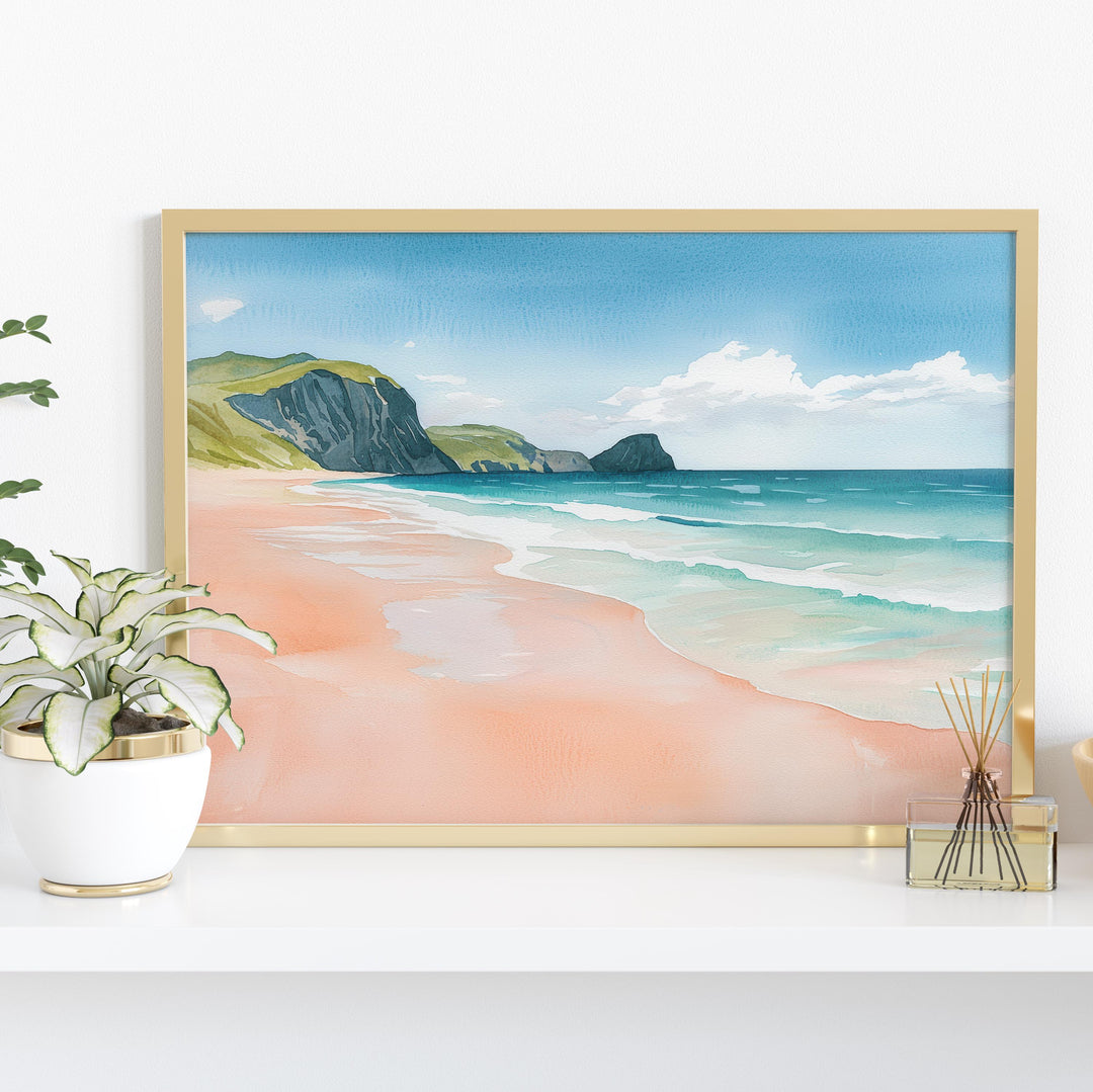 Sandwood Bay Scotland Watercolor Poster Sandwood Bay Travel Print Highland Coast Painting Beach Wall Art UK Souvenir