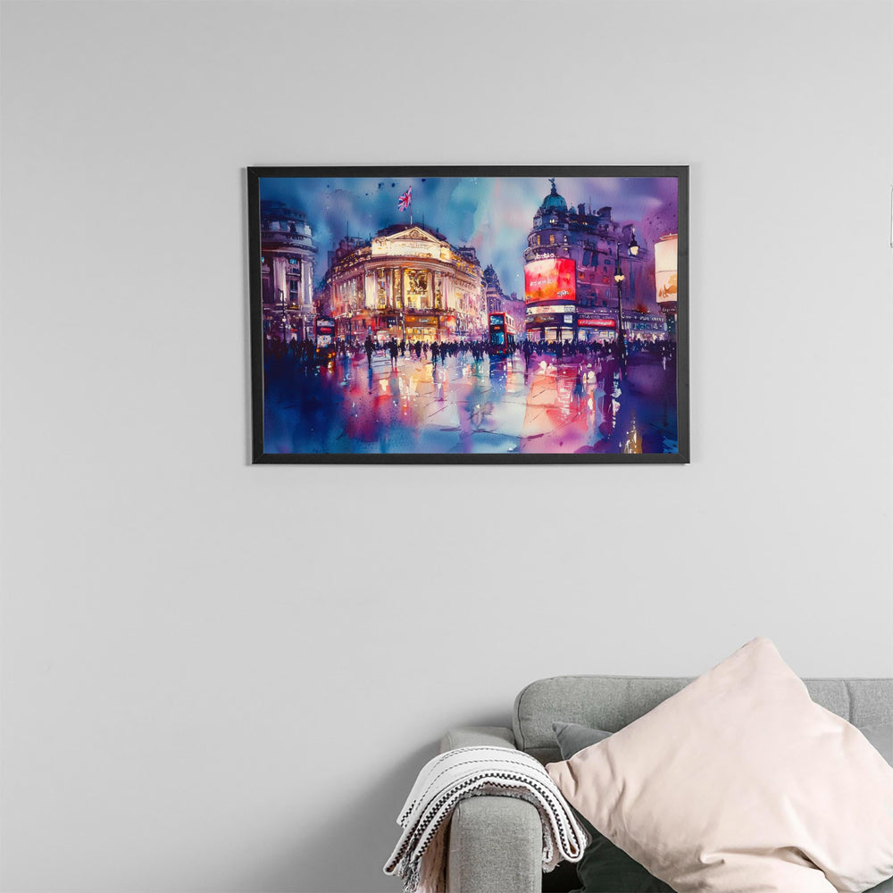 Piccadilly Circus London Watercolor Poster Piccadilly Circus Travel Print City Landmark Painting Wall Art UK Souvenir